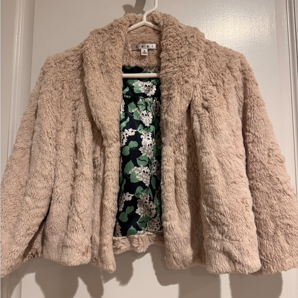 CAbi Cream Faux Fur Shrug